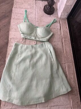 Minuet Mint Green A-Line Skirt and Corset Set
